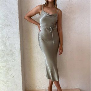 Shona Joy La Lune Cowl Neck Midi Dress- Sage